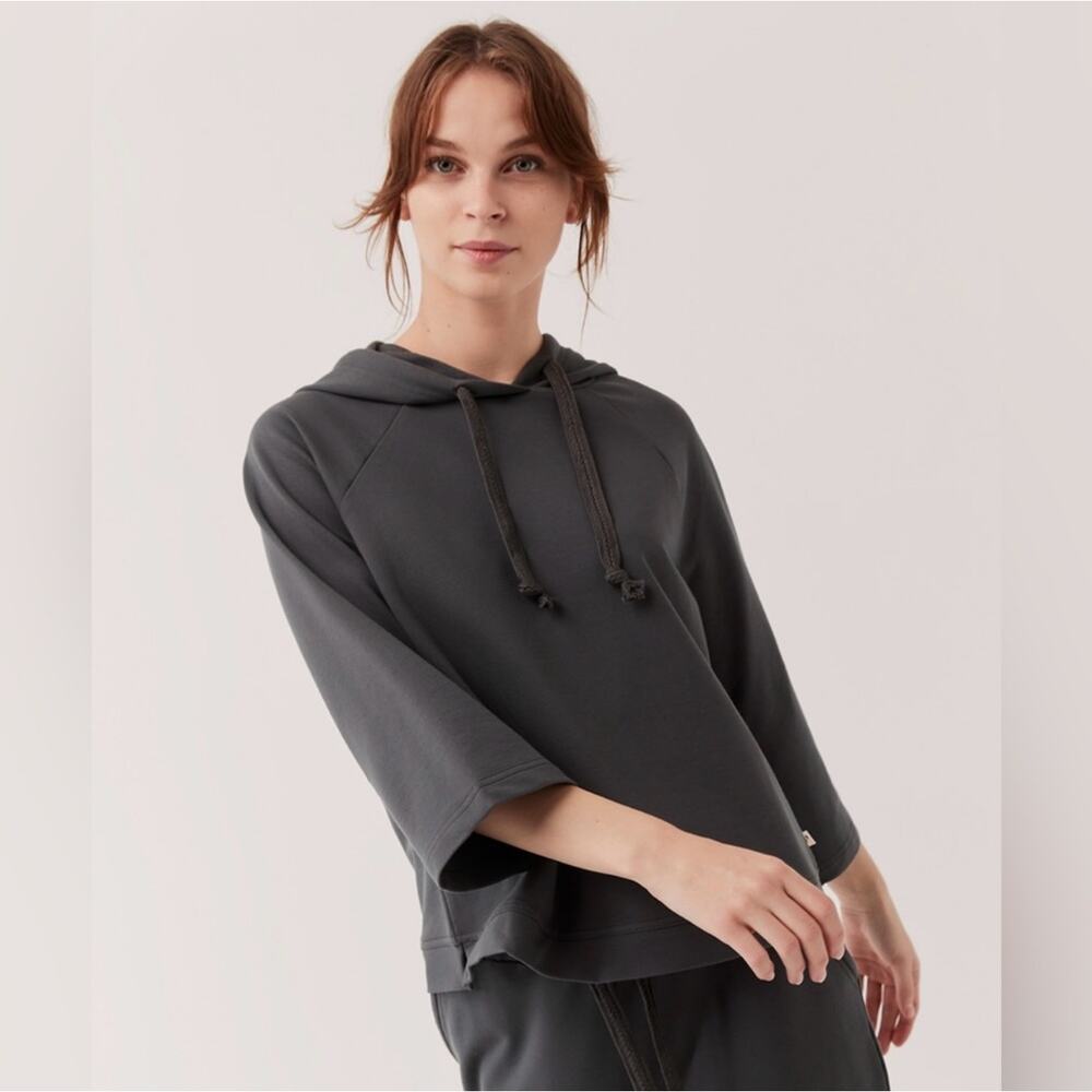 Pact Charcoal Gray Cropped Hoodie